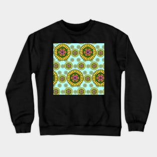 Sunflower and Cherry Blossom Mandala Print Crewneck Sweatshirt